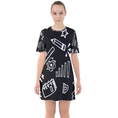 Knowledge Drawing Education Science Sixties Short Sleeve Mini Dress by Proyonanggan