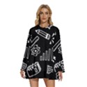 Knowledge Drawing Education Science Round Neck Long Sleeve Bohemian Style Chiffon Mini Dress View1