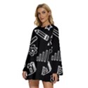 Knowledge Drawing Education Science Round Neck Long Sleeve Bohemian Style Chiffon Mini Dress View2