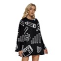 Knowledge Drawing Education Science Round Neck Long Sleeve Bohemian Style Chiffon Mini Dress View3