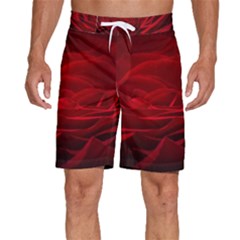 Rose Red Rose Red Flower Petals Waves Glow Men s Beach Shorts by Proyonanggan