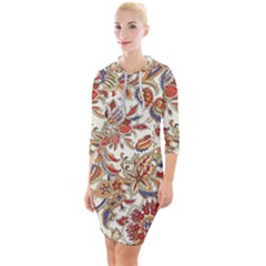 Retro Paisley Patterns, Floral Patterns, Background Quarter Sleeve Hood Bodycon Dress by nateshop