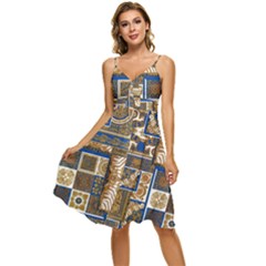 Decoupage Sleeveless Tie Front Chiffon Dress by nateshop