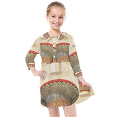 Egyptian Architecture Column Kids  Quarter Sleeve Shirt Dress by Proyonanggan