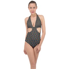 Flower Halter Front Plunge Swimsuit by zappwaits