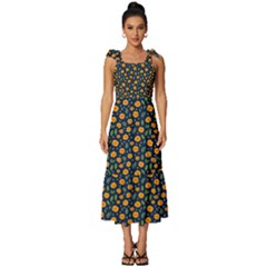 Flower Tie-strap Tiered Midi Chiffon Dress by zappwaits