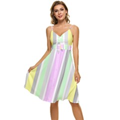 Stripes-2 Sleeveless Tie Front Chiffon Dress by nateshop