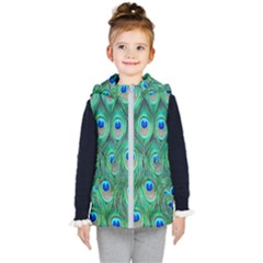 Feather, Bird, Pattern, Peacock, Texture Kids  Hooded Puffer Vest by nateshop