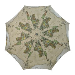 Vintage World Map Aesthetic Golf Umbrellas by Cemarart