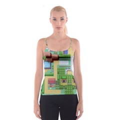 Pixel Map Game Spaghetti Strap Top by Cemarart