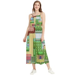 Pixel Map Game Boho Sleeveless Summer Dress by Cemarart