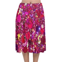 Pink Glitter, Cute, Girly, Glitter, Pink, Purple, Sparkle Velvet Flared Midi Skirt by nateshop