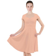 Peach Fuzz 2024 Cap Sleeve Midi Dress by dressshop