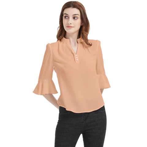 Peach Fuzz 2024 Loose Horn Sleeve Chiffon Blouse by dressshop