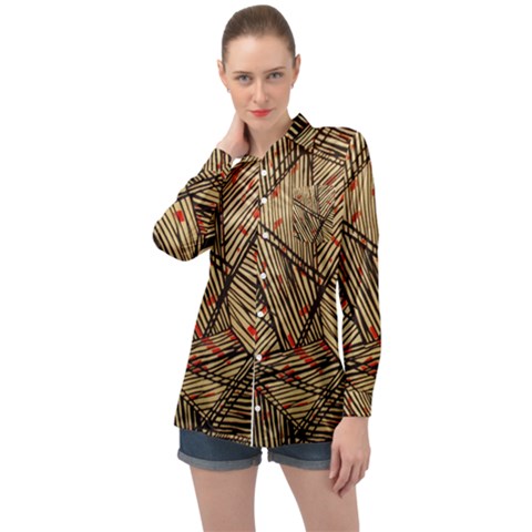 Abstract Geometric Pattern, Abstract Paper Backgrounds Long Sleeve Satin Shirt by nateshop