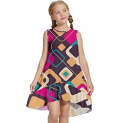 Colorful Abstract Background, Geometric Background Kids  Frill Swing Dress by nateshop