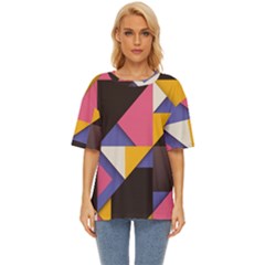 Retro Colorful Background, Geometric Abstraction Oversized Basic T-shirt by nateshop