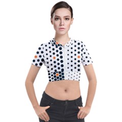 Honeycomb Hexagon Pattern Abstract Short Sleeve Cropped Jacket by Grandong