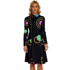 Colartive, Aesthetic, Amoled, Black, Colorful, Desenho Long Sleeve Shirt Collar A-line Dress by nateshop