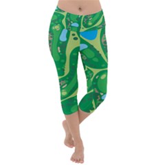 Golf Course Par Golf Course Green Lightweight Velour Capri Yoga Leggings by Grandong