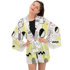 Graphic Design Geometric Background Long Sleeve Kimono by Grandong