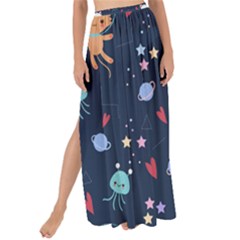 Cute Astronaut Cat With Star Galaxy Elements Seamless Pattern Maxi Chiffon Tie-up Sarong by Grandong