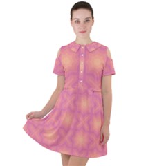 Fuzzy Peach Aurora Pink Stars Short Sleeve Shoulder Cut Out Dress  by PatternSalad