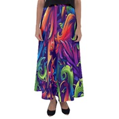 Colorful Floral Patterns, Abstract Floral Background Flared Maxi Skirt by nateshop