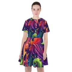 Colorful Floral Patterns, Abstract Floral Background Sailor Dress