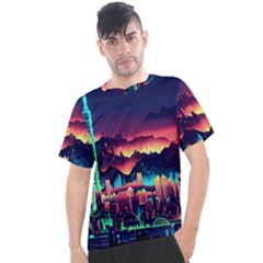 Cityscape Building Painting 3d City Illustration Men s Sport Top by Bedest