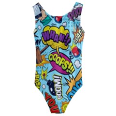 Graffiti Word Seamless Pattern Kids  Cut-out Back One Piece Swimsuit by Bedest