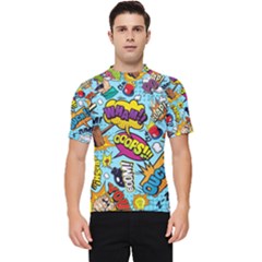 Comic Elements Colorful Seamless Pattern Men s Short Sleeve Rash Guard by Bedest