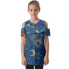 Asian Seamless Galaxy Pattern Fold Over Open Sleeve Top by Cemarart