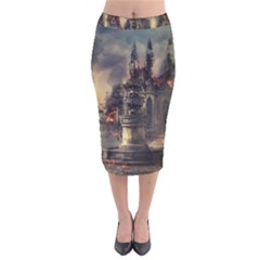 Braunschweig City Lower Saxony Velvet Midi Pencil Skirt by Cemarart