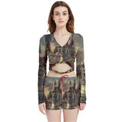 Braunschweig City Lower Saxony Velvet Wrap Crop Top And Shorts Set by Cemarart