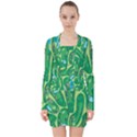 Golf Course Par Golf Course Green V-neck Bodycon Long Sleeve Dress View1