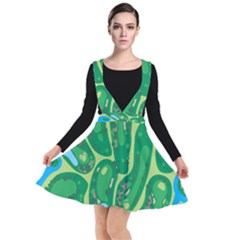 Golf Course Par Golf Course Green Plunge Pinafore Dress by Cemarart