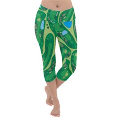 Golf Course Par Golf Course Green Lightweight Velour Capri Yoga Leggings by Cemarart