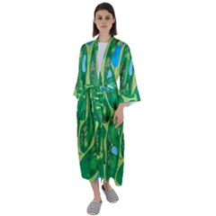 Golf Course Par Golf Course Green Maxi Satin Kimono by Cemarart