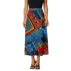 Gray Circuit Board Electronics Electronic Components Microprocessor Classic Midi Chiffon Skirt by Cemarart