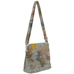 Vintage World Map Zipper Messenger Bag by Proyonanggan