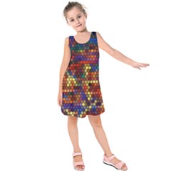 Hexagon Honeycomb Pattern Design Kids  Sleeveless Dress by Ndabl3x