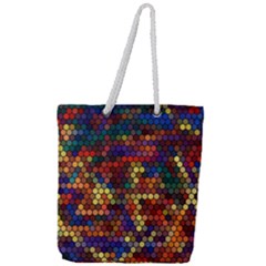 Hexagon Honeycomb Pattern Design Full Print Rope Handle Tote (large) by Ndabl3x