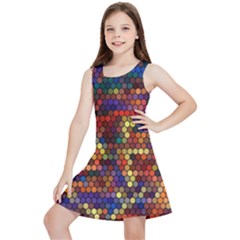 Hexagon Honeycomb Pattern Design Kids  Lightweight Sleeveless Dress by Ndabl3x