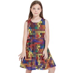 Hexagon Honeycomb Pattern Design Kids  Skater Dress by Ndabl3x