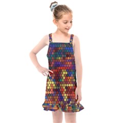 Hexagon Honeycomb Pattern Design Kids  Overall Dress by Ndabl3x