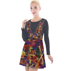 Hexagon Honeycomb Pattern Design Plunge Pinafore Velour Dress by Ndabl3x