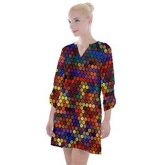 Hexagon Honeycomb Pattern Design Open Neck Shift Dress by Ndabl3x