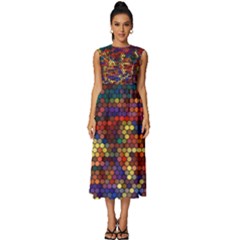 Hexagon Honeycomb Pattern Design Sleeveless Round Neck Midi Dress by Ndabl3x