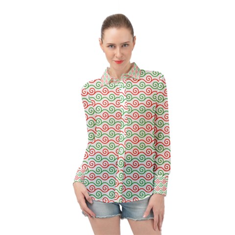 Pattern Flowers Geometric Long Sleeve Chiffon Shirt by Ndabl3x